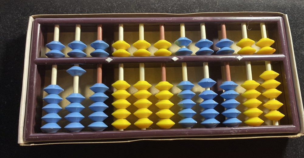 Vintage Oriental Calculator Abacus with Instruction Book