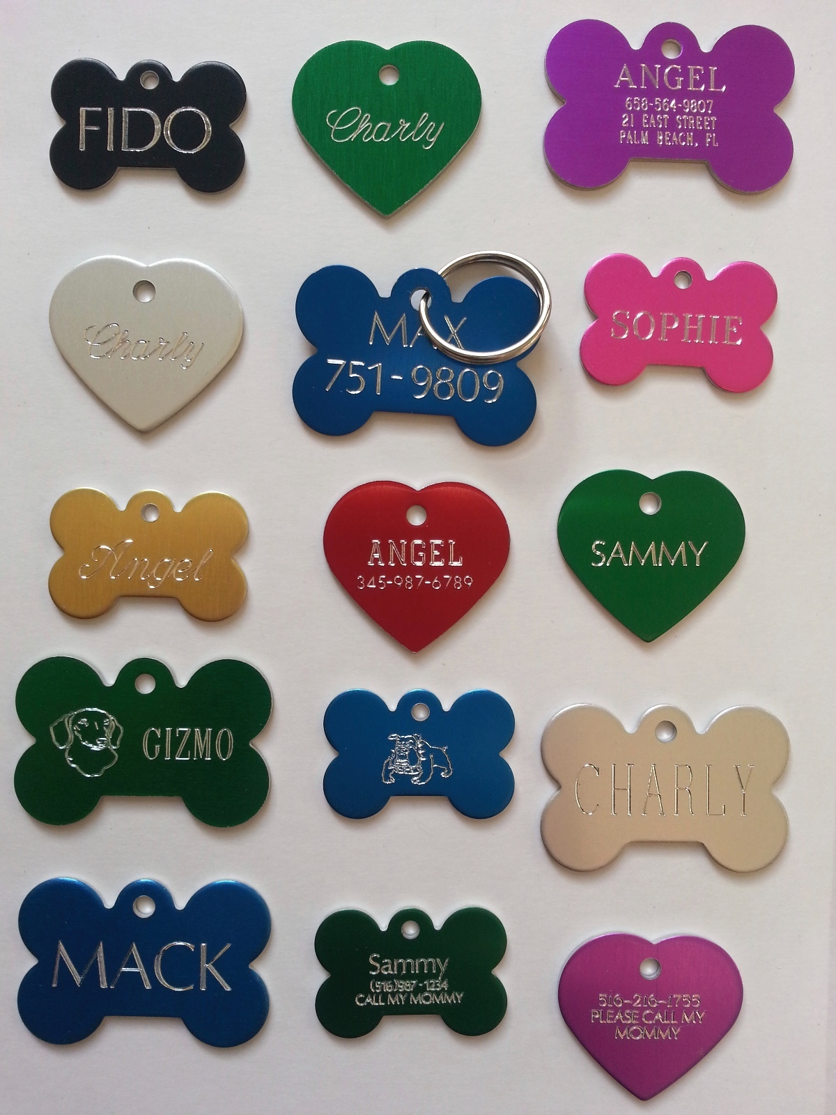 CUSTOM ENGRAVED DOG PET TAG SINGLE SIDE PERSONALIZED ID DOG CAT CHARM TAGS