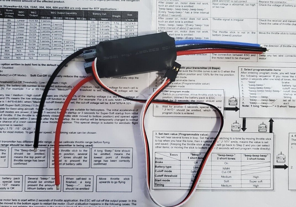 MYSWIFT programmable Skywalker 40A Brushless ESC with BEC