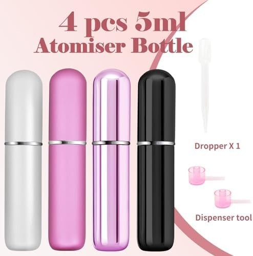 4Pcs Mini Refillable Perfume Atomizer – Travel Spray Bottle for Cologne & Pocket