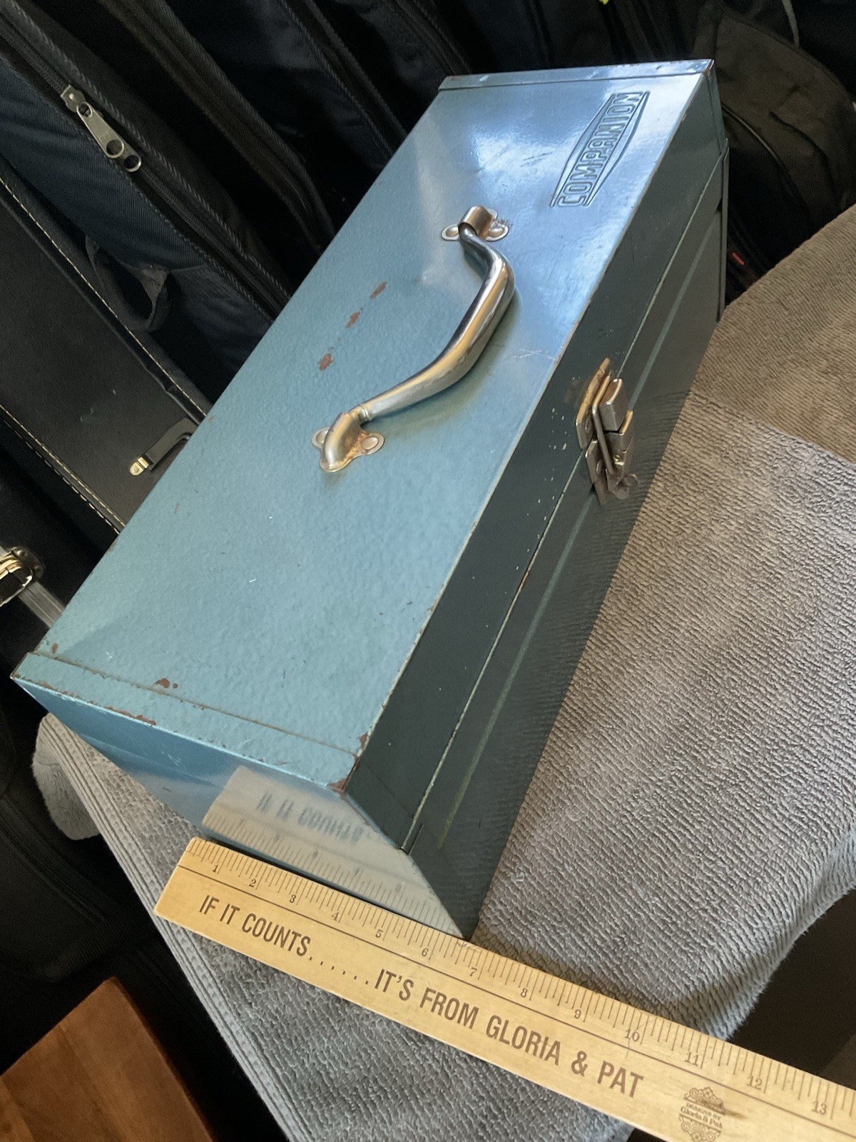 Vtg Companion Steel Toolbox 18” with Matching Steel Tray Teal Green Blue Sears