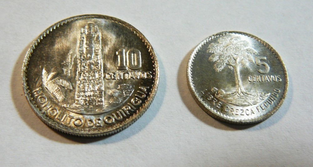 1964 Guatemala Silver 5 & 10 Centavos Uncirculated SD37