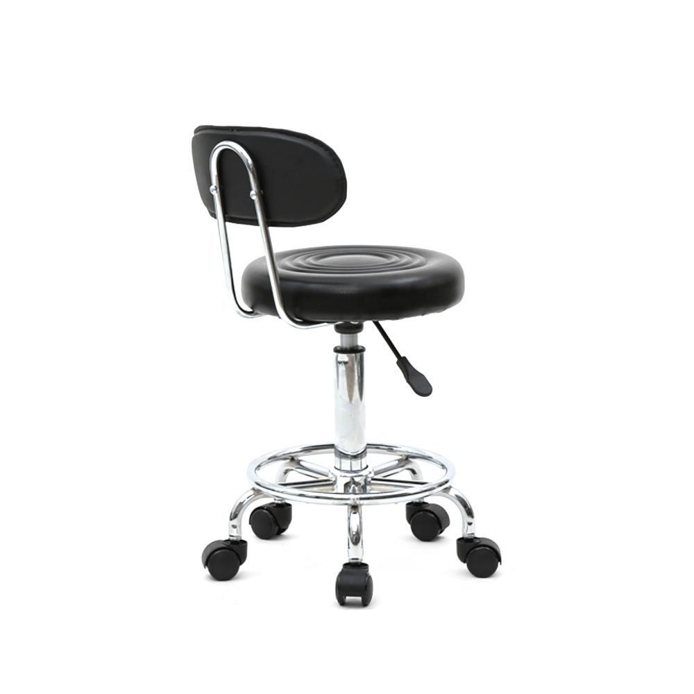 Adjustable Hydraulic Rolling Swivel Salon Stool Chair with Wheels and Backrest
