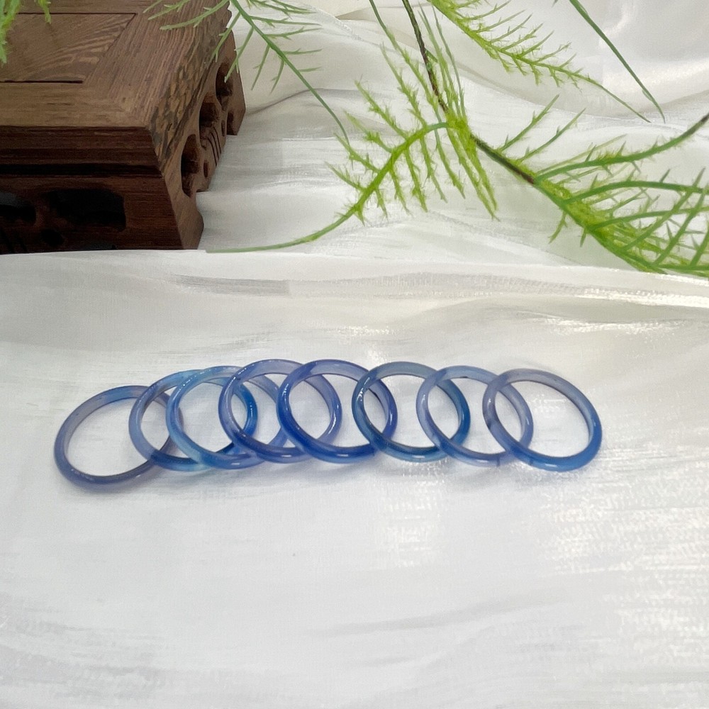 2mm blue agate solid band ring , gemstone ring stacking ring