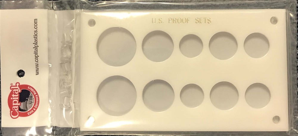 Capital Plastic Holder Snap For 2 US Proof Sets 5 Coins White Display Storage