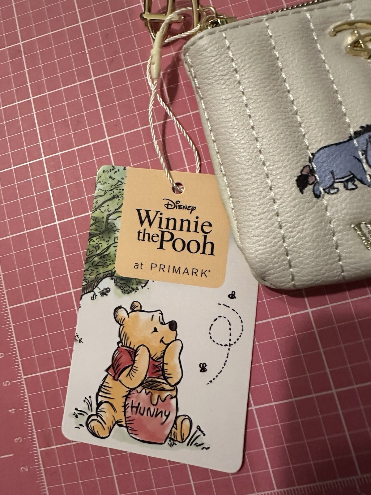PRIMARK DISNEY WINNIE THE POOH QUILTED ZIPPER MINI WALLET COIN PURSE NWT new