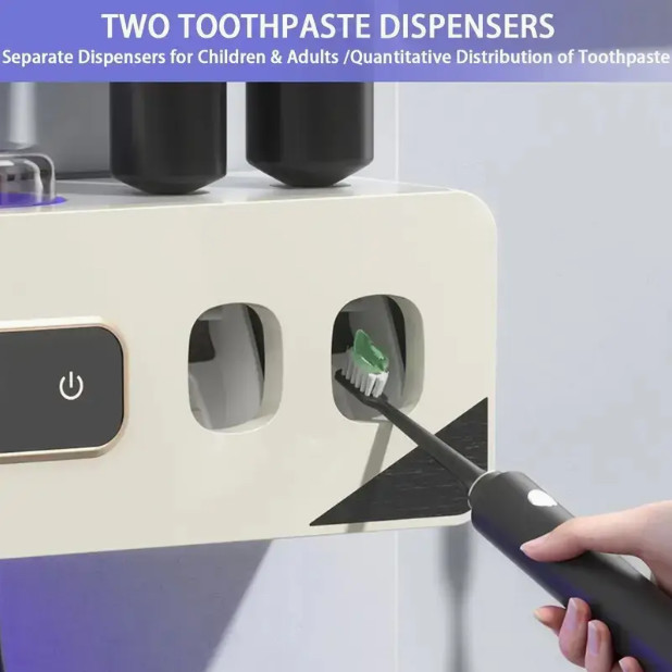 Wall Mounted Automatic Toothpaste Dispenser Hands Free Squeezer Holder No Drill