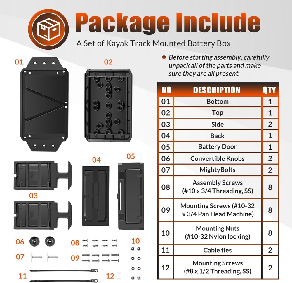 REPLACE FOR YAKATTACK CELLBLOK CLB-1002 TRACK MOUNTED BATTERY BOX