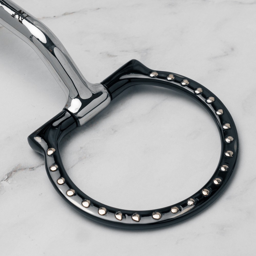 NY Tack 5" Western D Ring Silver Dotted Copper Roller Snaffle Horse Bit