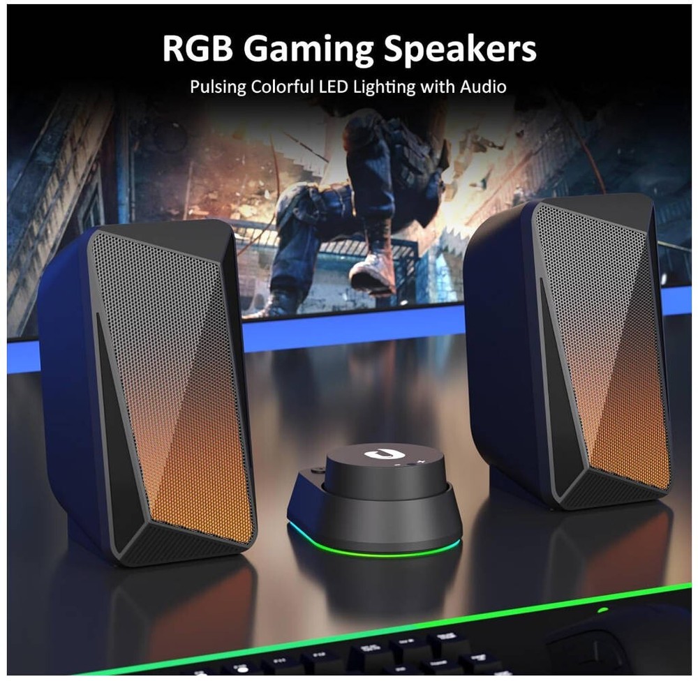 Bluetooth Computer Speakers - Pulsing & Led Flame, Wired Handy Control