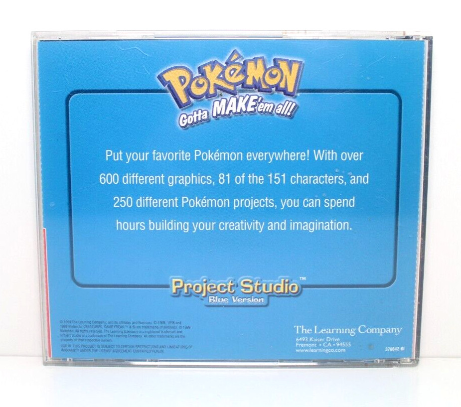 Pokemon Gotta Make 'em All! Project Studio - Blue Version PC Software (1999)