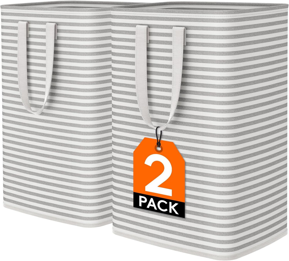 2 Pack Laundry Hamper Large Collapsible Laundry Baskets, Freestanding Waterproof