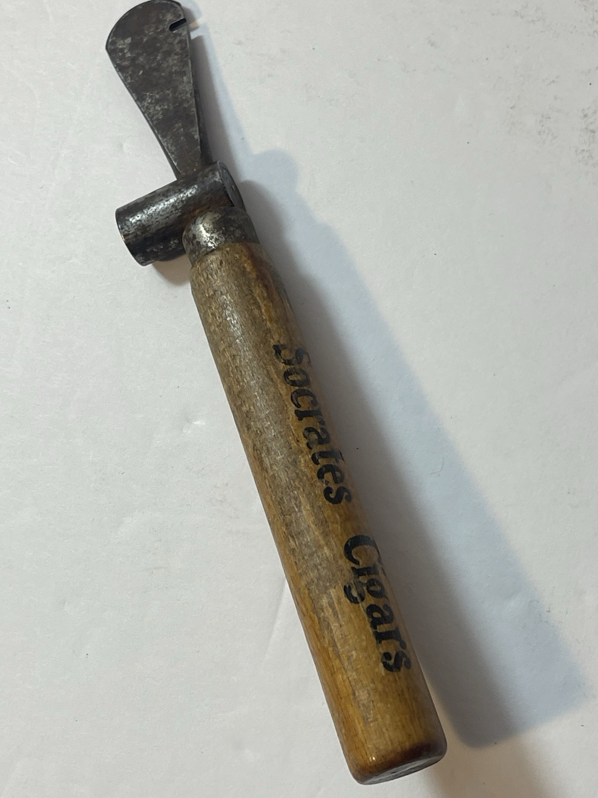 Antique Wood Handle Cigar Box Opener Hammer Tool Advertising SOCRATES CIGARS