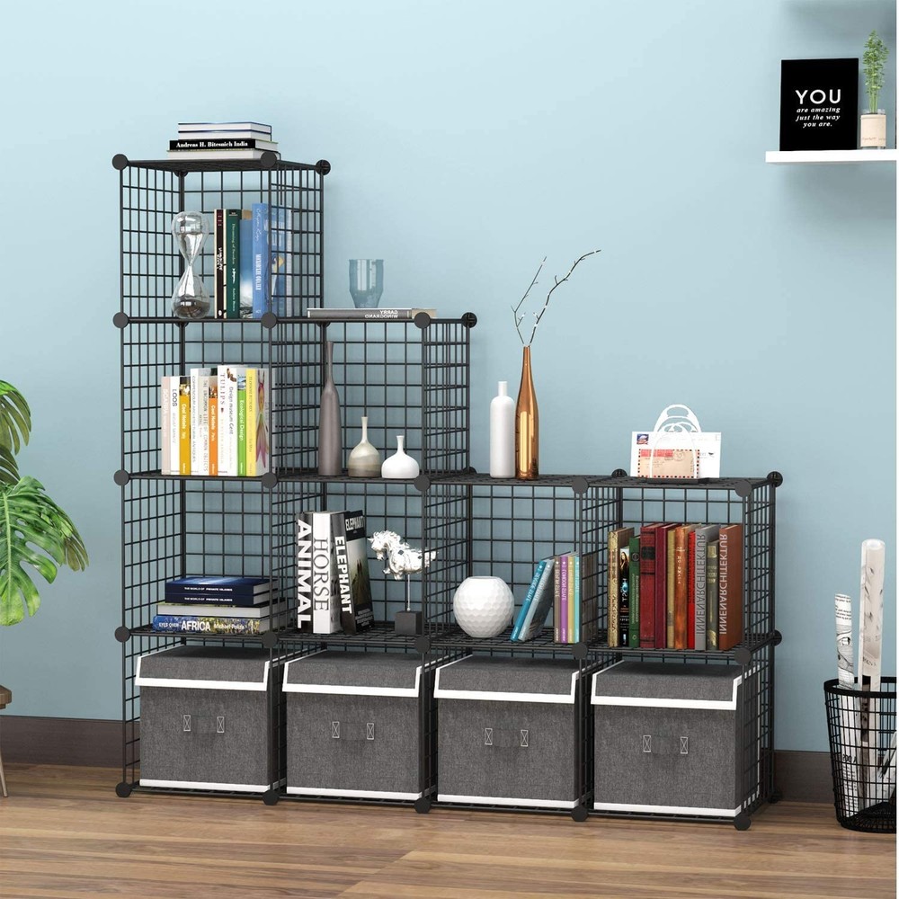 Wire Cube Storage 12-Cube Organizer Metal C Grids Bins Shelving Modular