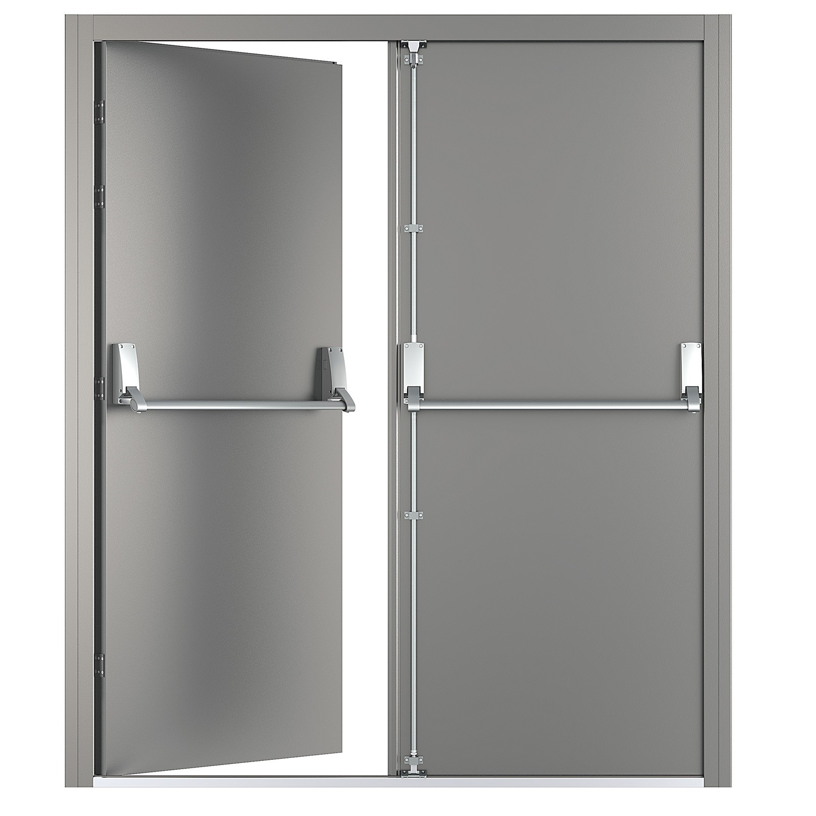 VIZ-PRO Quick Mount Fire Exit Door (Double) with Panic Bar, Gray