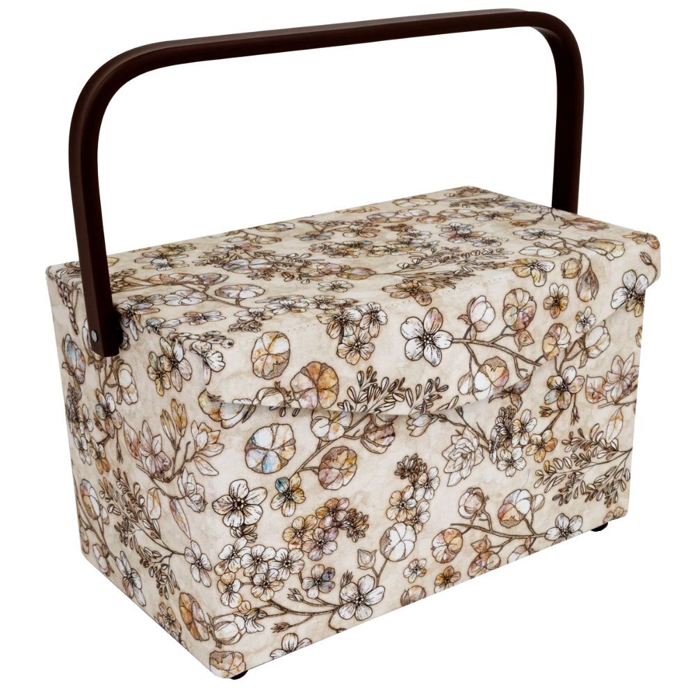 Dritz, Medium Sewing Basket & Accessory Case - Neutral Floral