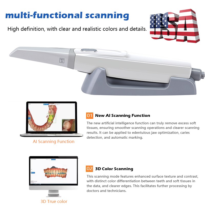 3D Scanner W/Scanning Software Dental Intraoral Scanner + Protective Tip & Cable