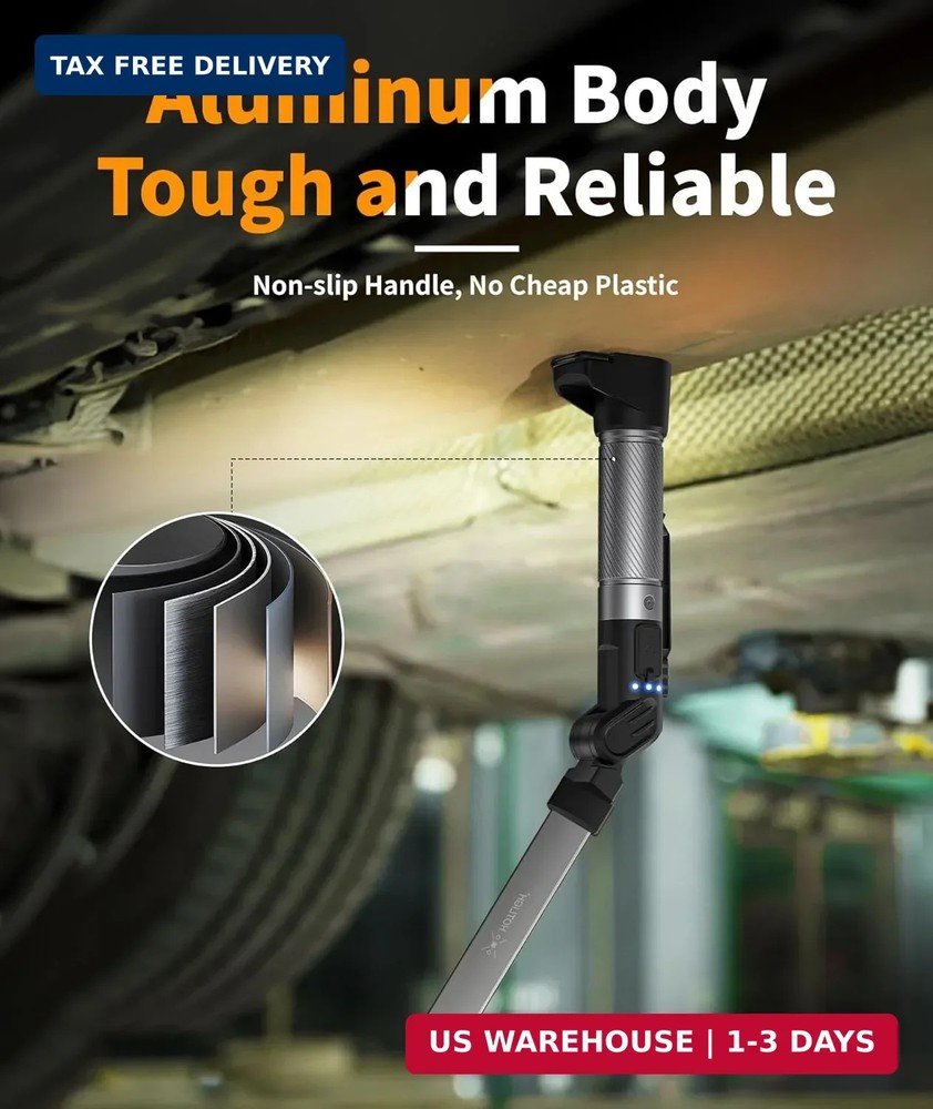 Magnetic Work Light - 800 Lumens Rechargeable Work Light with Multifunctional Fo