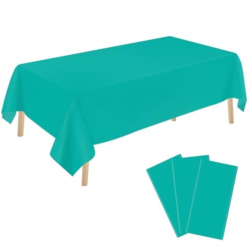 3 Pack Plastic Tablecloth Disposable Rectangular Table Cloth 54 Rectangle Teal