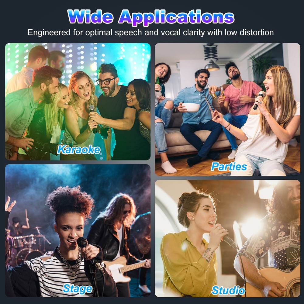 Dynamic Handheld XLR Mic for Karaoke Amp Speaker Wired Cardioid