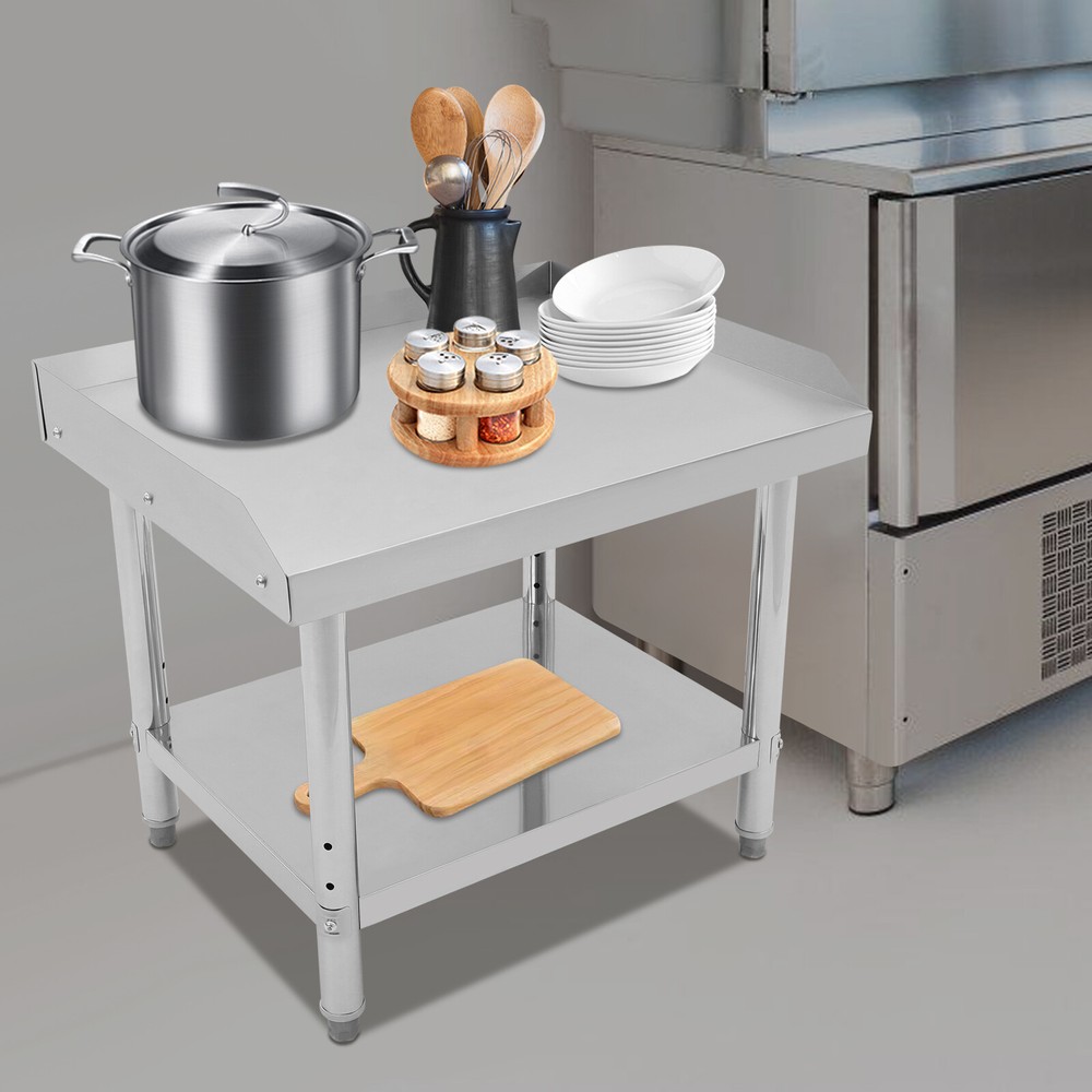 Adjustable Stainless Steel Work Table with Double-Tier Design for Versatile Use