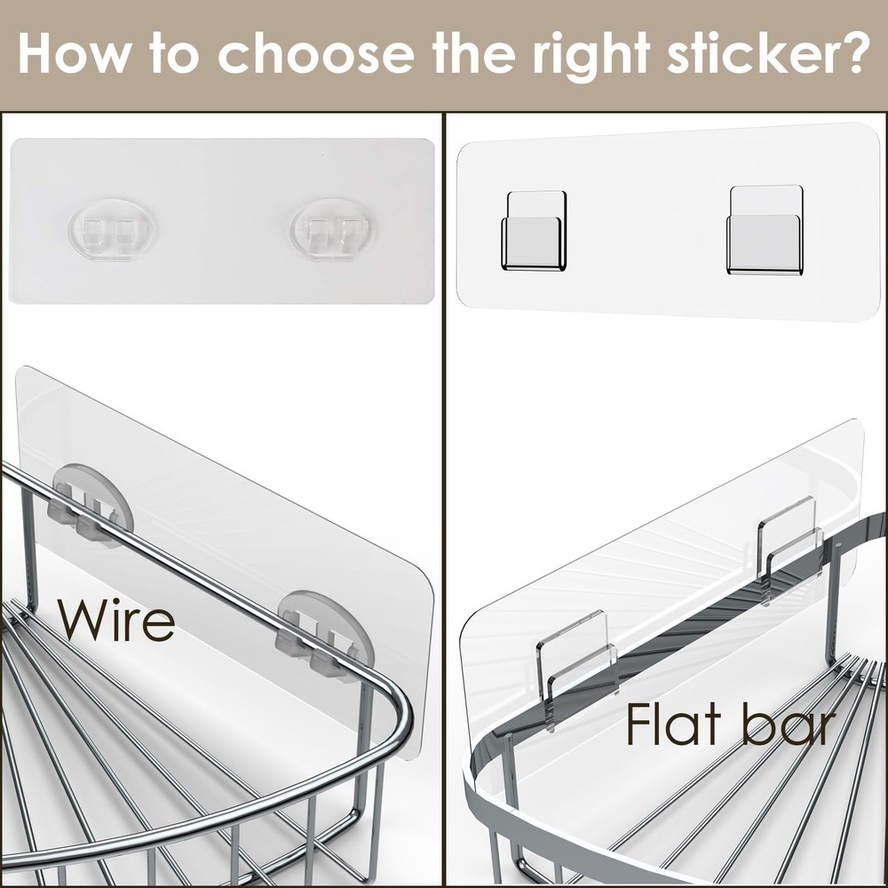 Shower Caddy Adhesive Replacement Stickers, Shower Organizer Adhesive Replace...