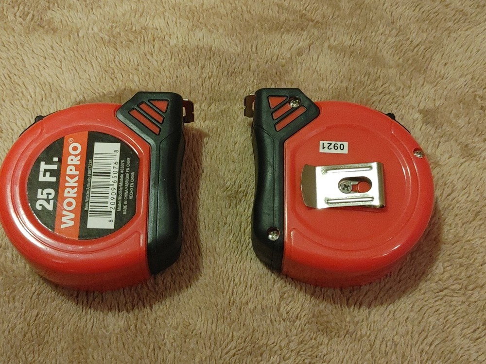 Pair: Workpro 25' Measuring Tape End Hook SAE Easy Read Numbers