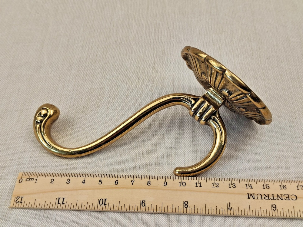 double brass coat hooks vintage
