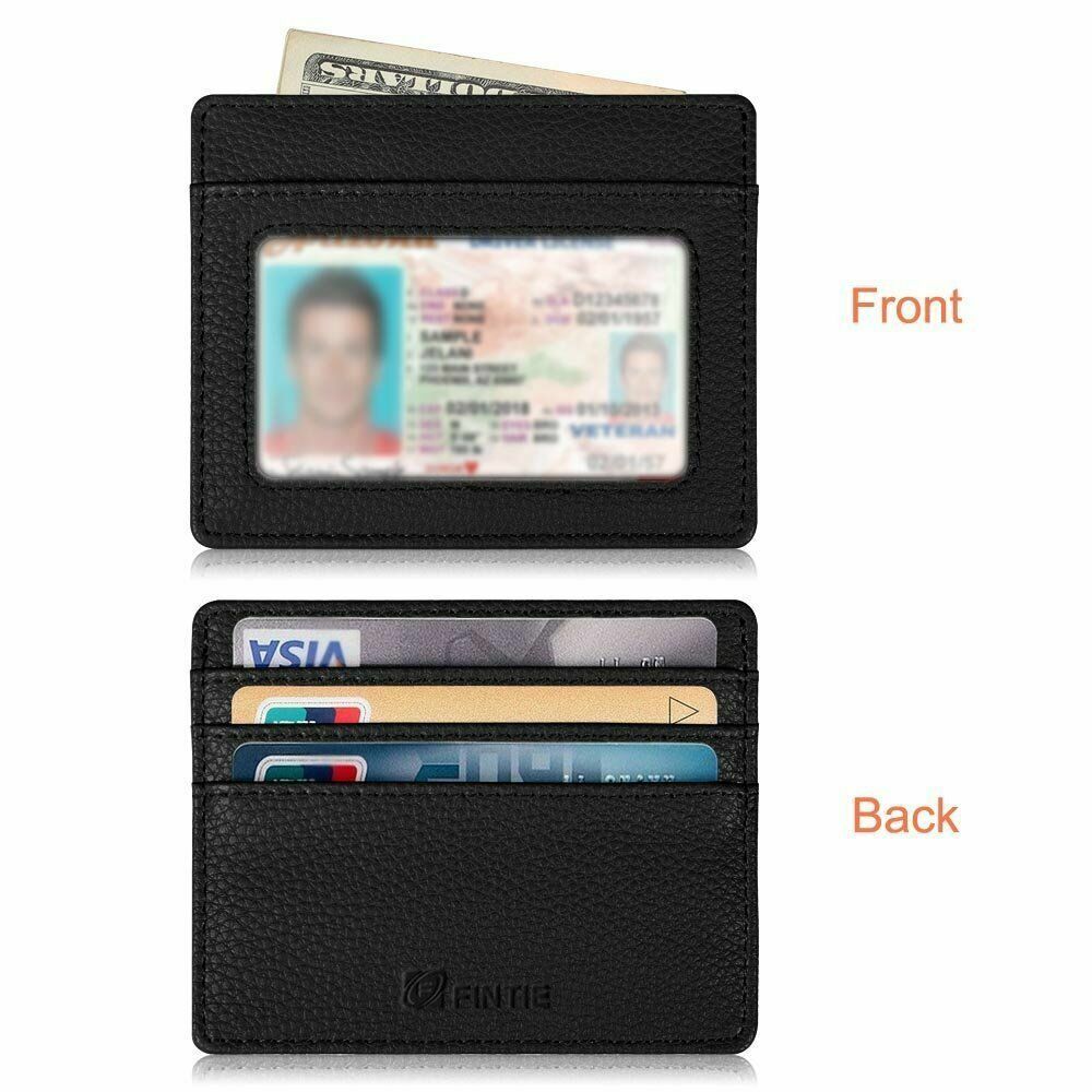Credit Card Holder Case Sleeve with ID Window [RFID Blocking] Leather Wallet