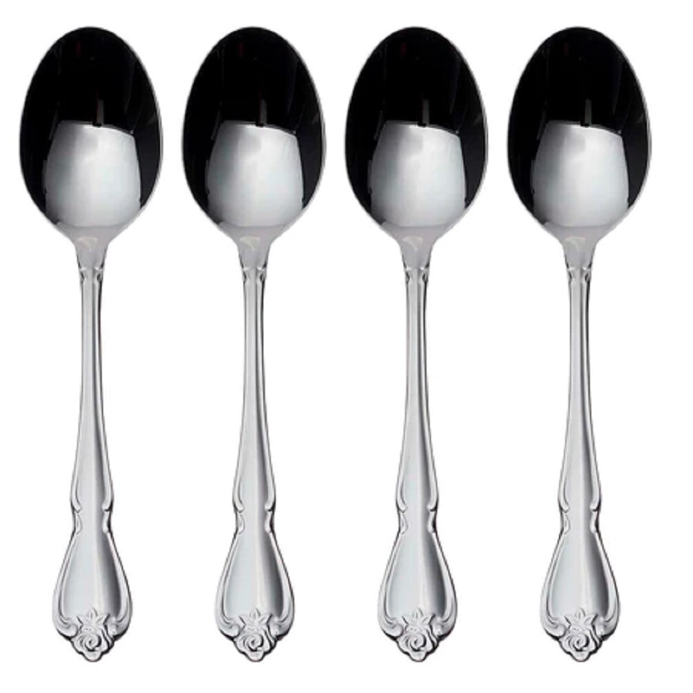 Oneida TRUE ROSE Stainless  Oval Soup / Place Spoons  / SET OF FOUR -  NO