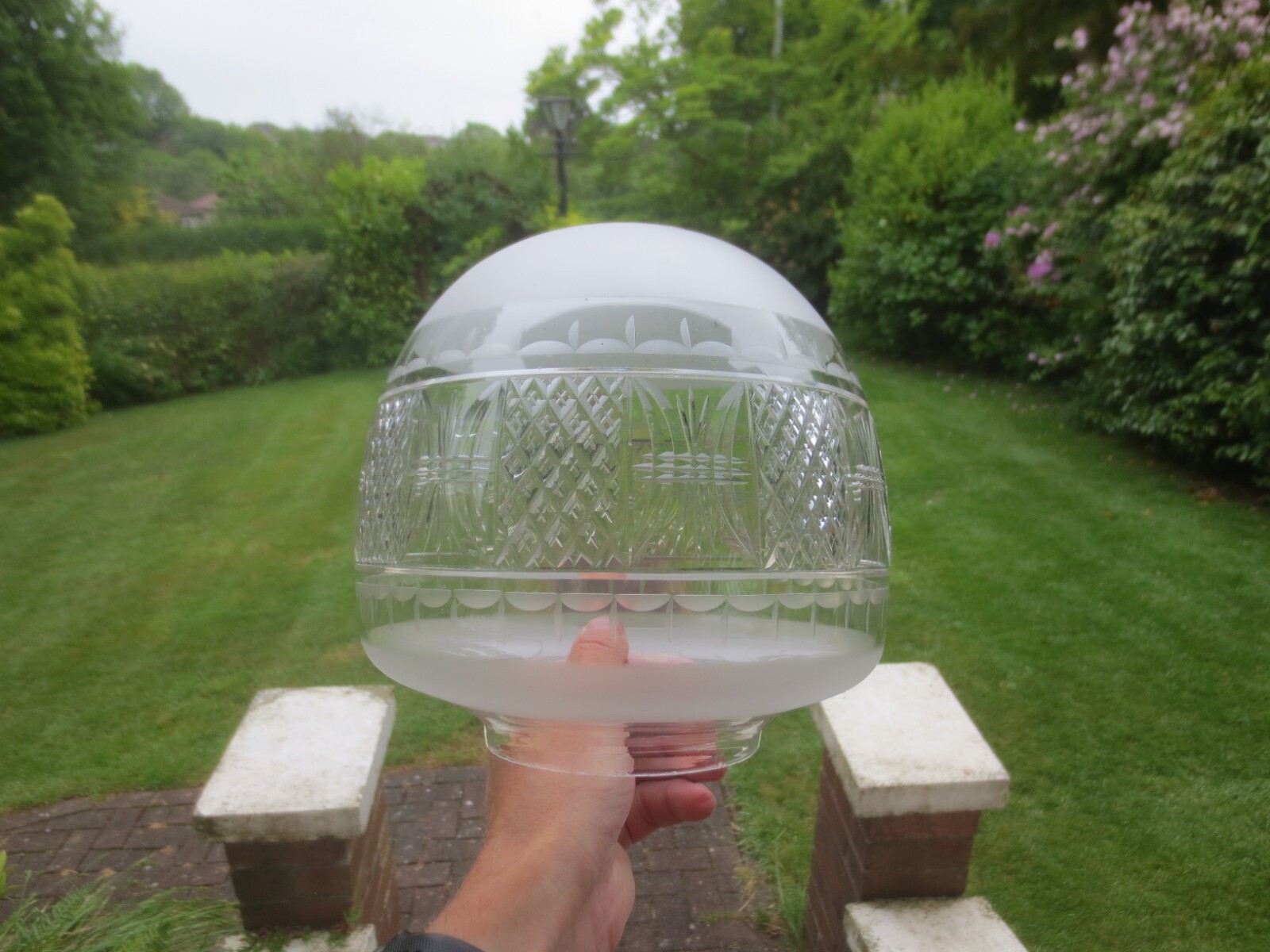Superb Antique Victorian Cut Glass Duplex Beehive Oil Lamp Shade