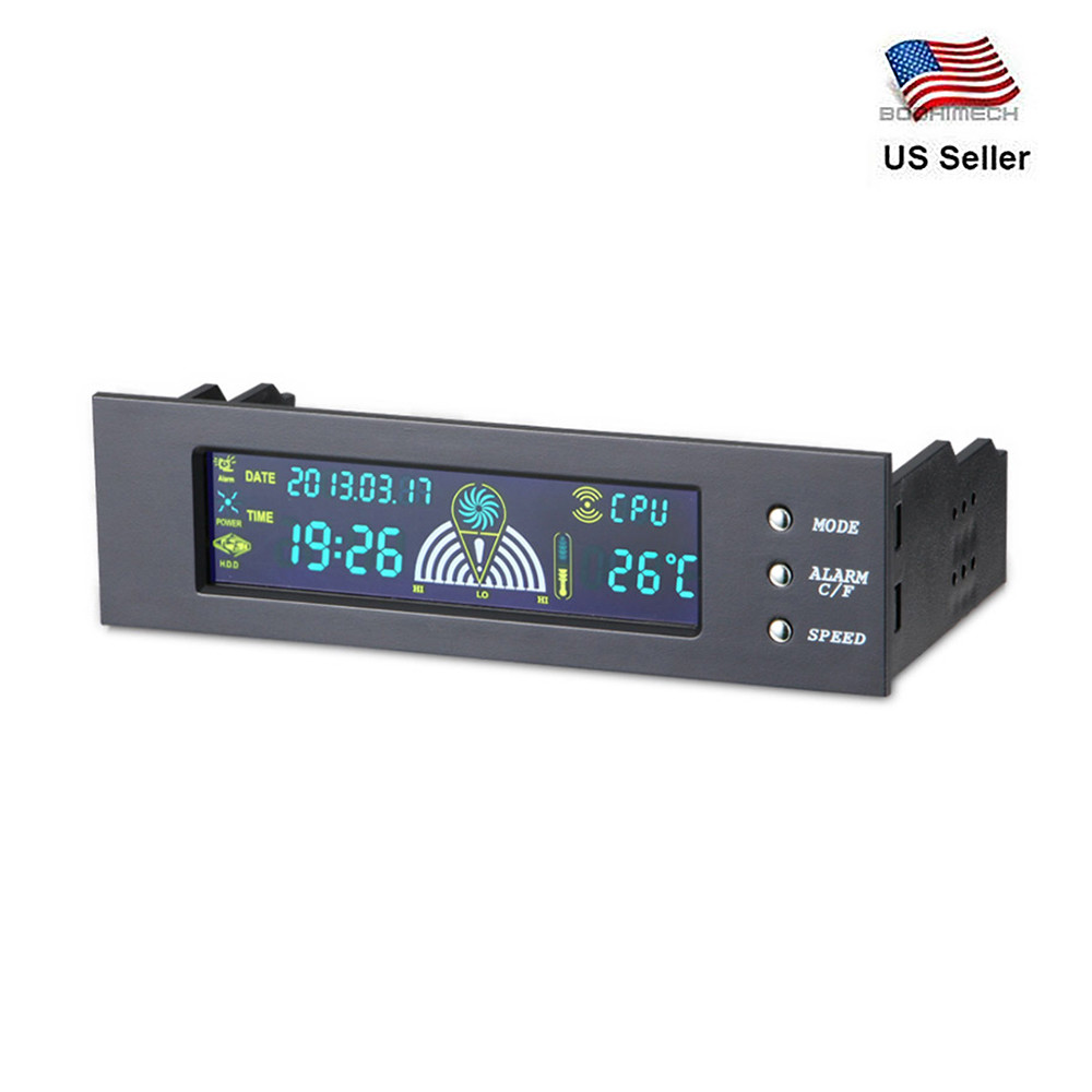 5.25 inch PC Bay Front Panel LCD  3 Fans Speed Temperature Sensor Controller