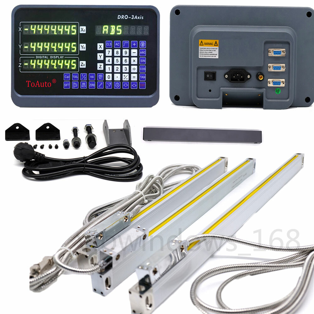 ToAuto 6" 12" 20" Linear Scale 3Axis Digital Readout DRO Display Kit for Mill