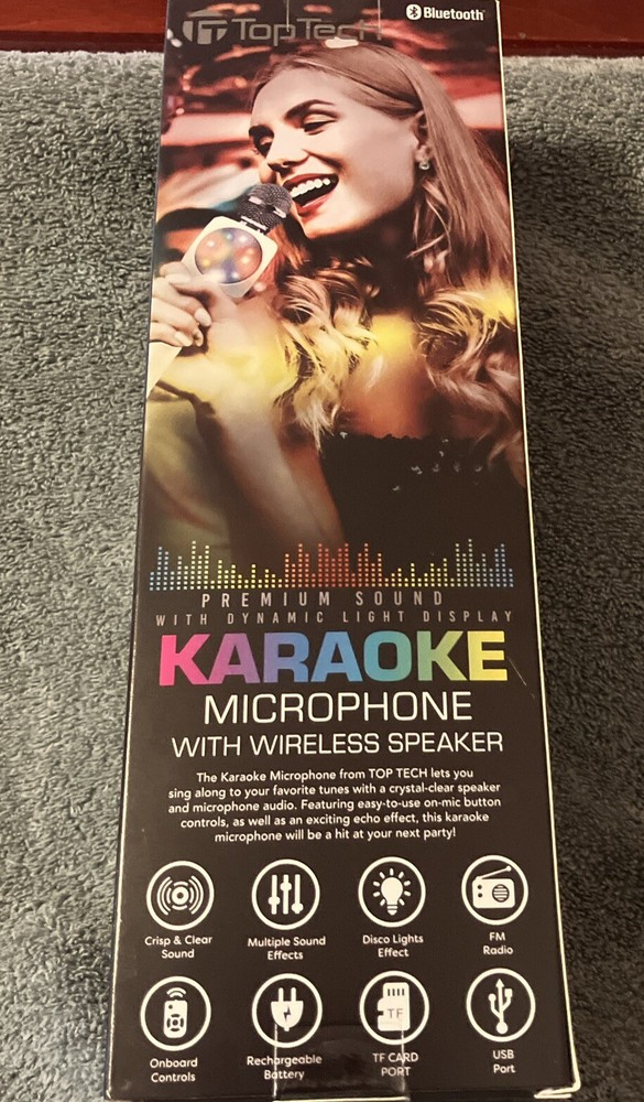 Top Tech Premium Sound Bluetooth Karaoke Microphone With Wireless Speaker