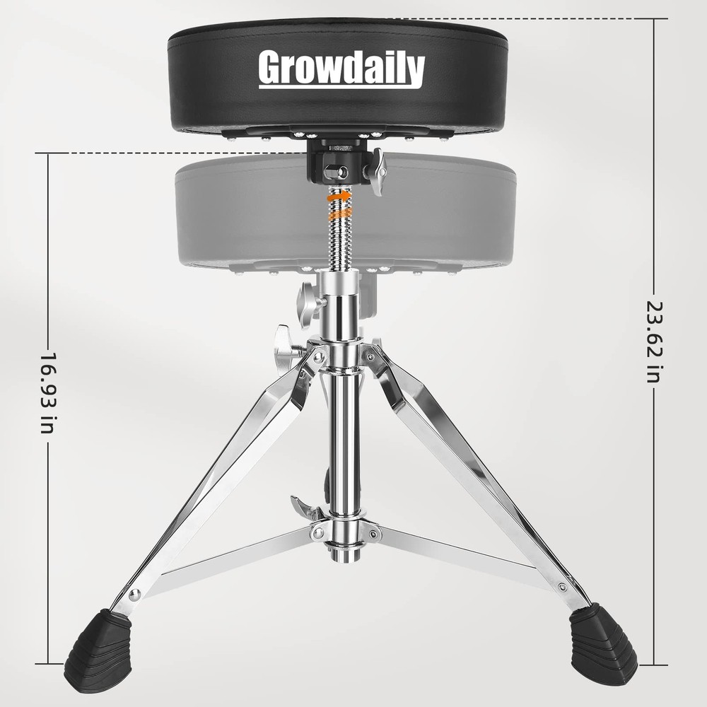 Adjustable Drum Throne Seat with Thick Padding & 5A Drumsticks Included