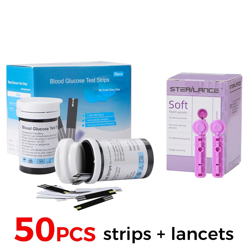 Diabetes Testing Kit - Glucose Meter with 50pc Test Strips & Lancets Glucometer
