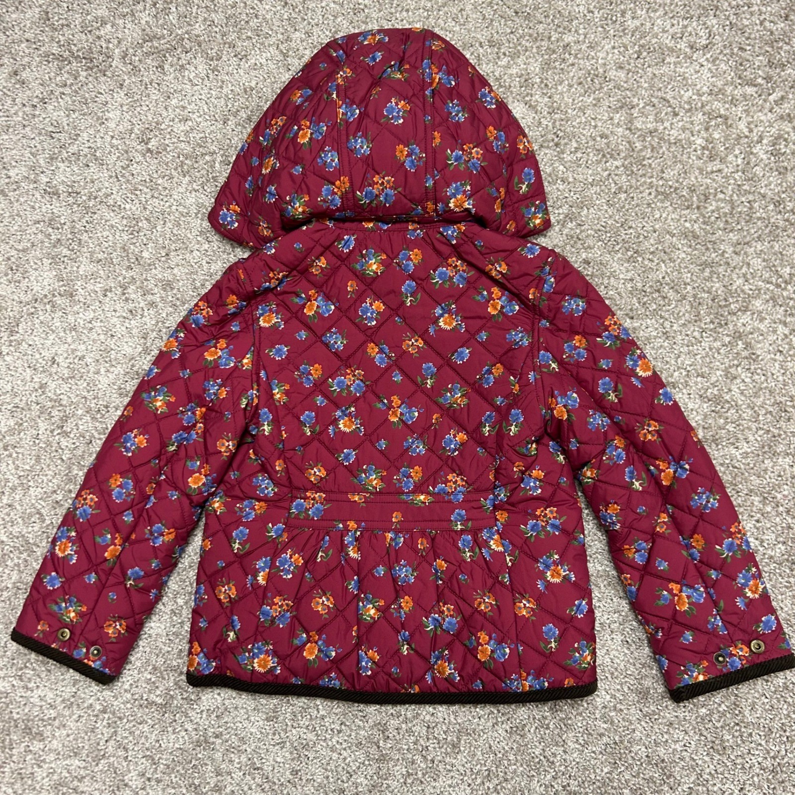 NWT Polo Ralph Lauren Water Repellent Barn Jacket Floral Girls 5 Corduroy Trim