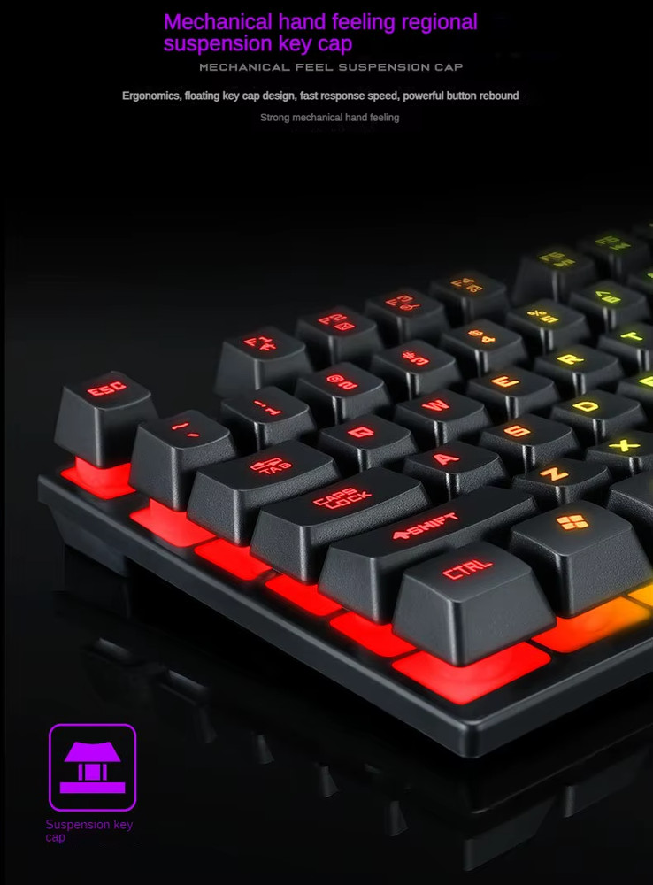 Gaming Usb Luminous Wired Keyboard Floating Manipulator