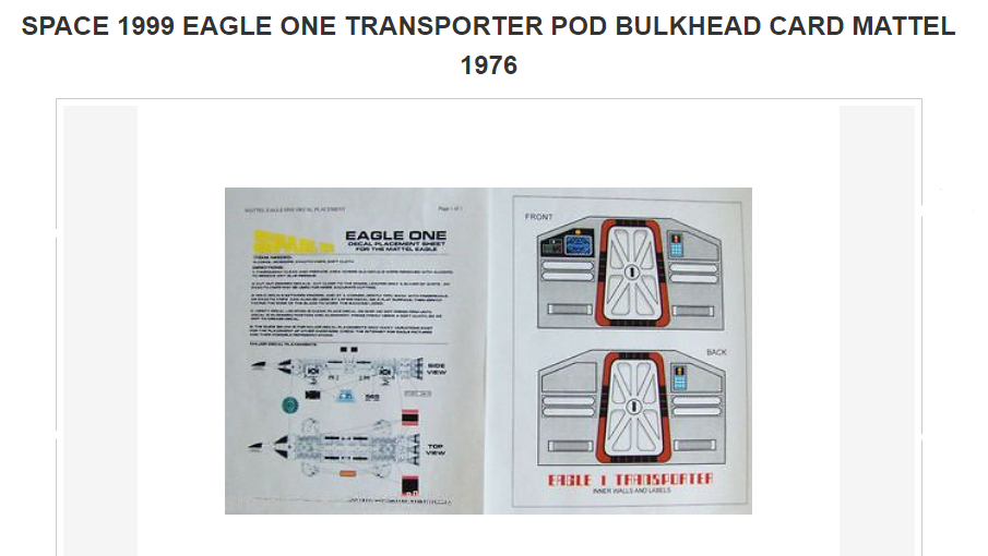 SPACE 1999 EAGLE ONE 1 MATTEL* MISSING BULKHEADS REPLACEMENT INSERTS 2 HEADS*