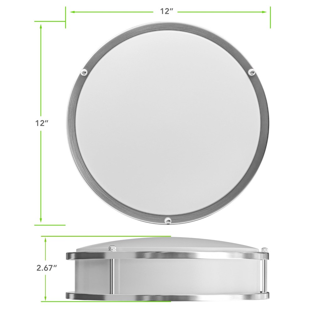 Brushed Nickel Ceiling Light 12 inch Flush Mount Adjustable Light Color (3000...