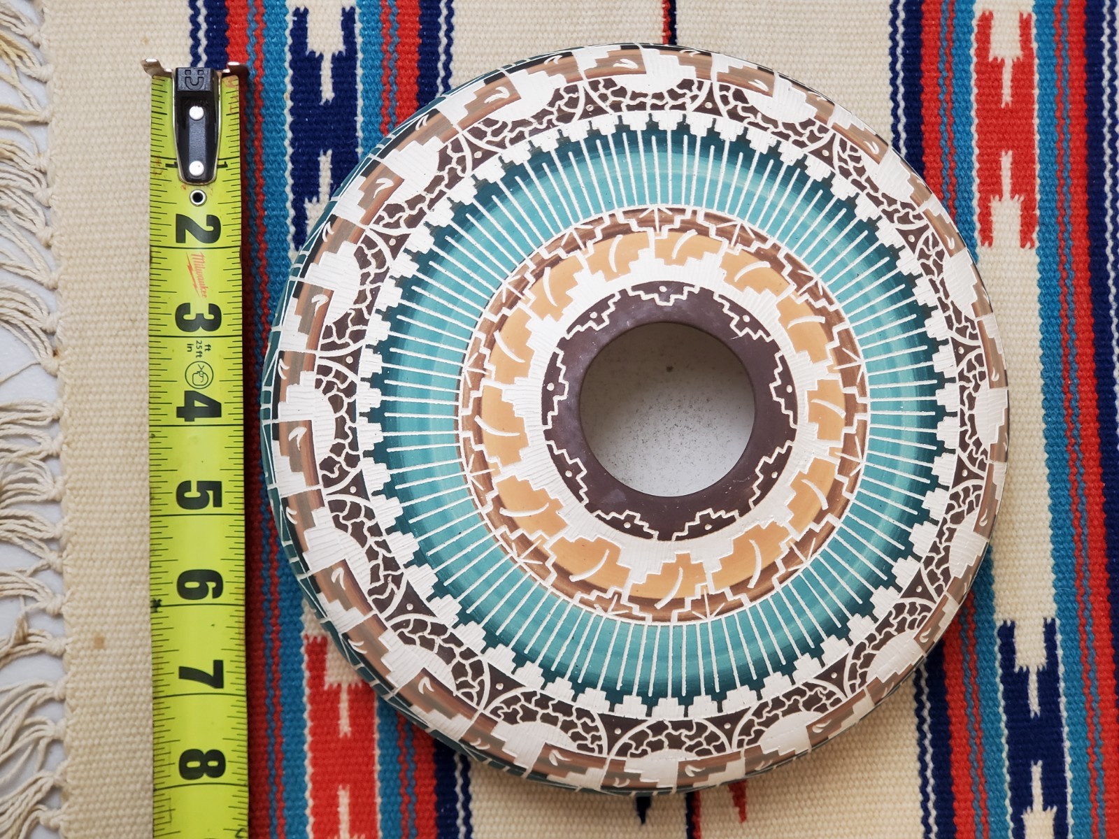 Navajo Native American Etched Hand Painted Earthenware Heavy Pottery