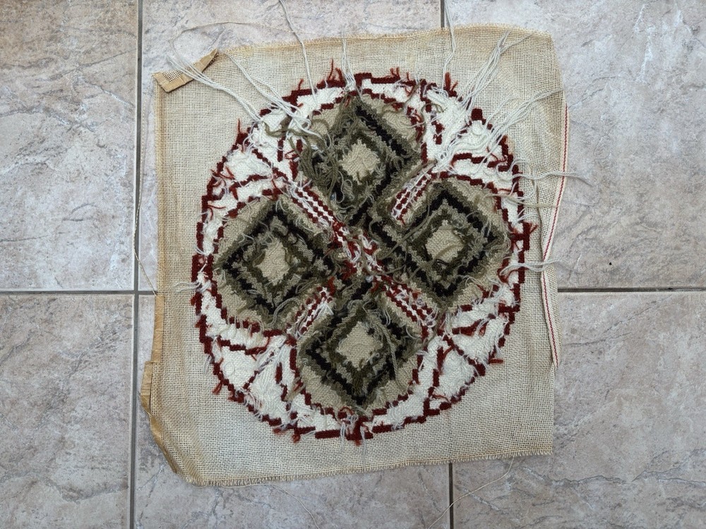 Finished Wool Needlepoint on Canvas: Four Squares