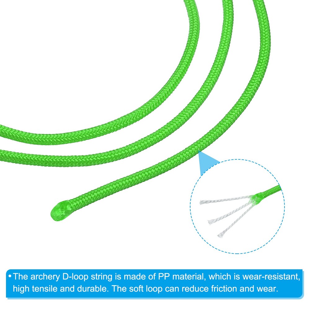 3pcs Archery D Loop Rope 10FT Bow String Release Nocking Loop Bright Green