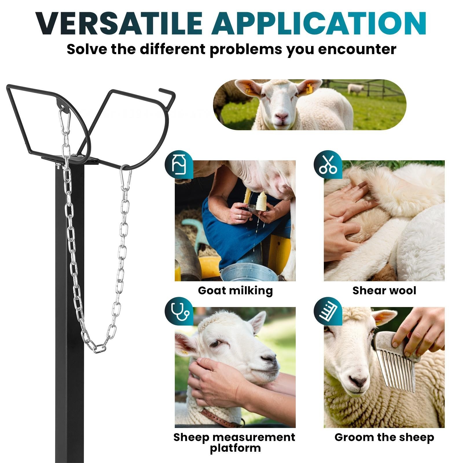Livestock Stand Goat Trimming Stand with Ramp 21"-32" Height 47x23 in Tabletop