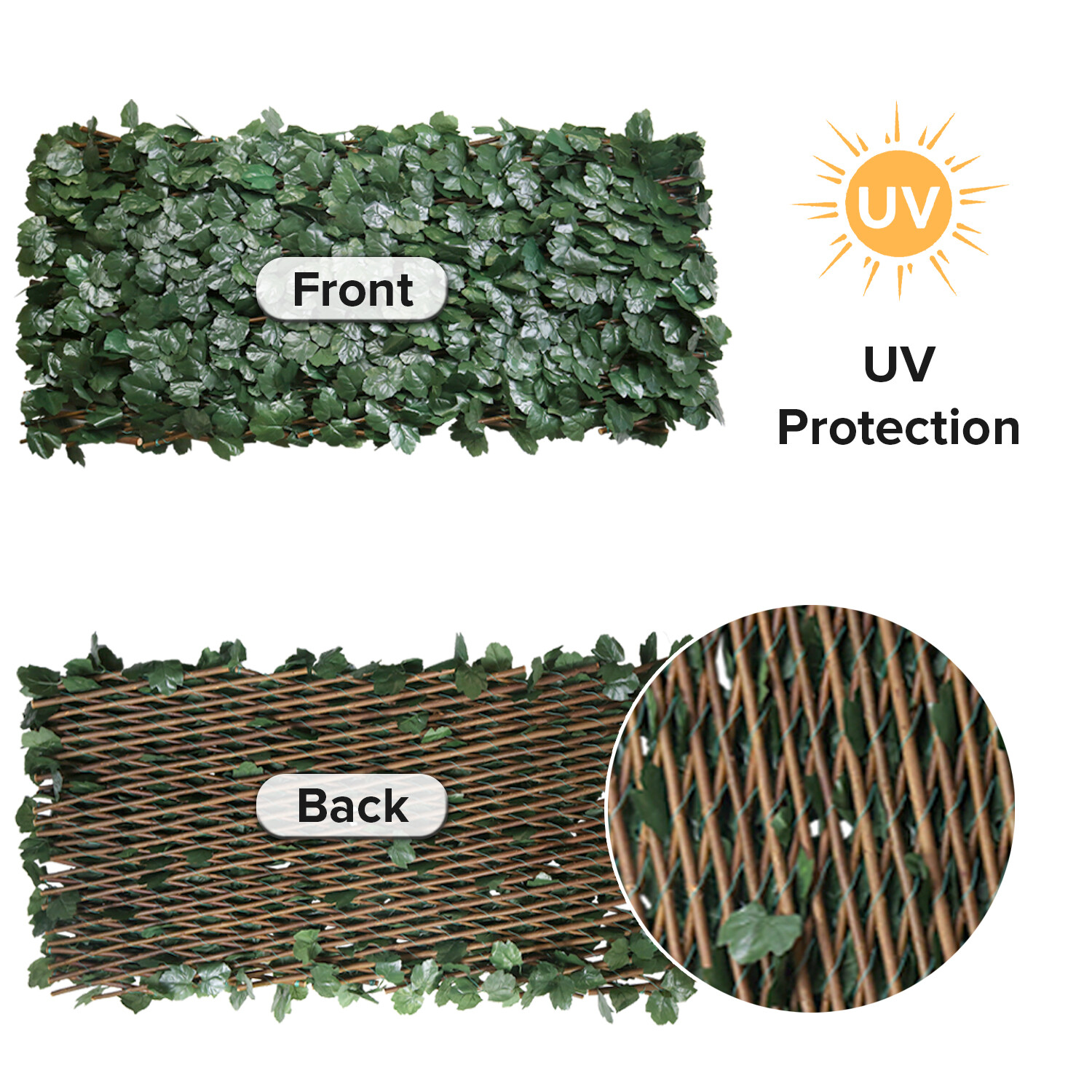 Expandable Artificial Faux Maple Leaf Home Decor Privacy Fence Wood Panel Screen