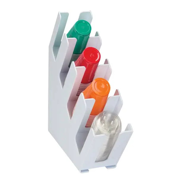 Dispense-Rite LID-4WT White Polystyrene 4-Section Slim Cup & Lid Organizer
