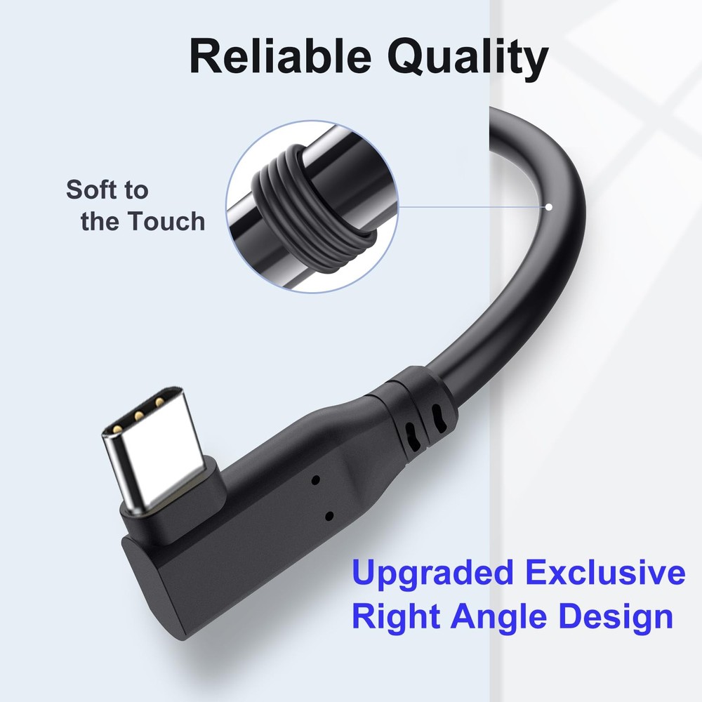 VCZHS Tech USB C to C Cable 6.6 ft 60W - Right Angle Type C 6.6FT