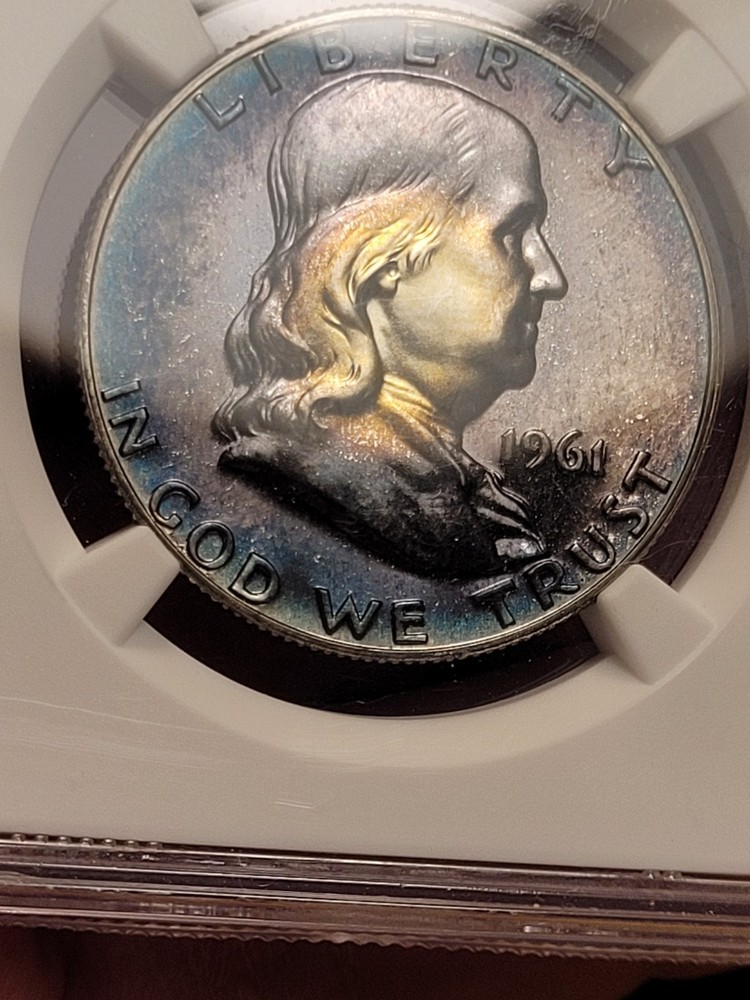 1961 Franklin Half Dollar NGC Proof 66 Target toned.