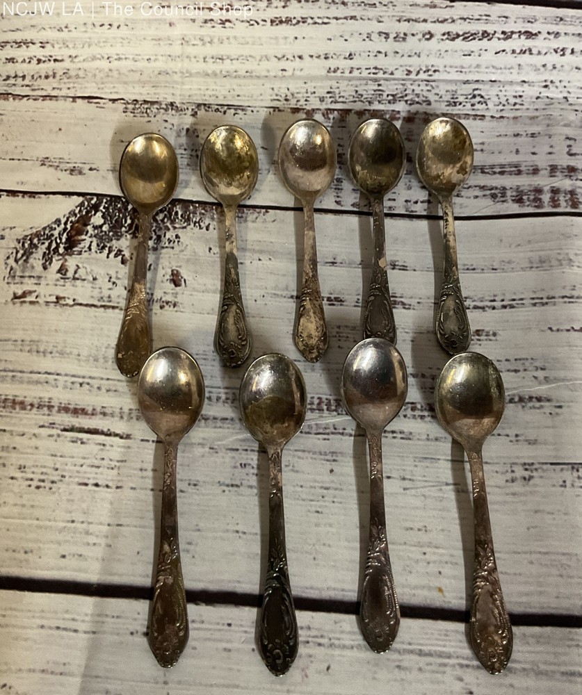 Vintage Russian (3id) Mhu Silver Plated Tea Spoons Lot 9