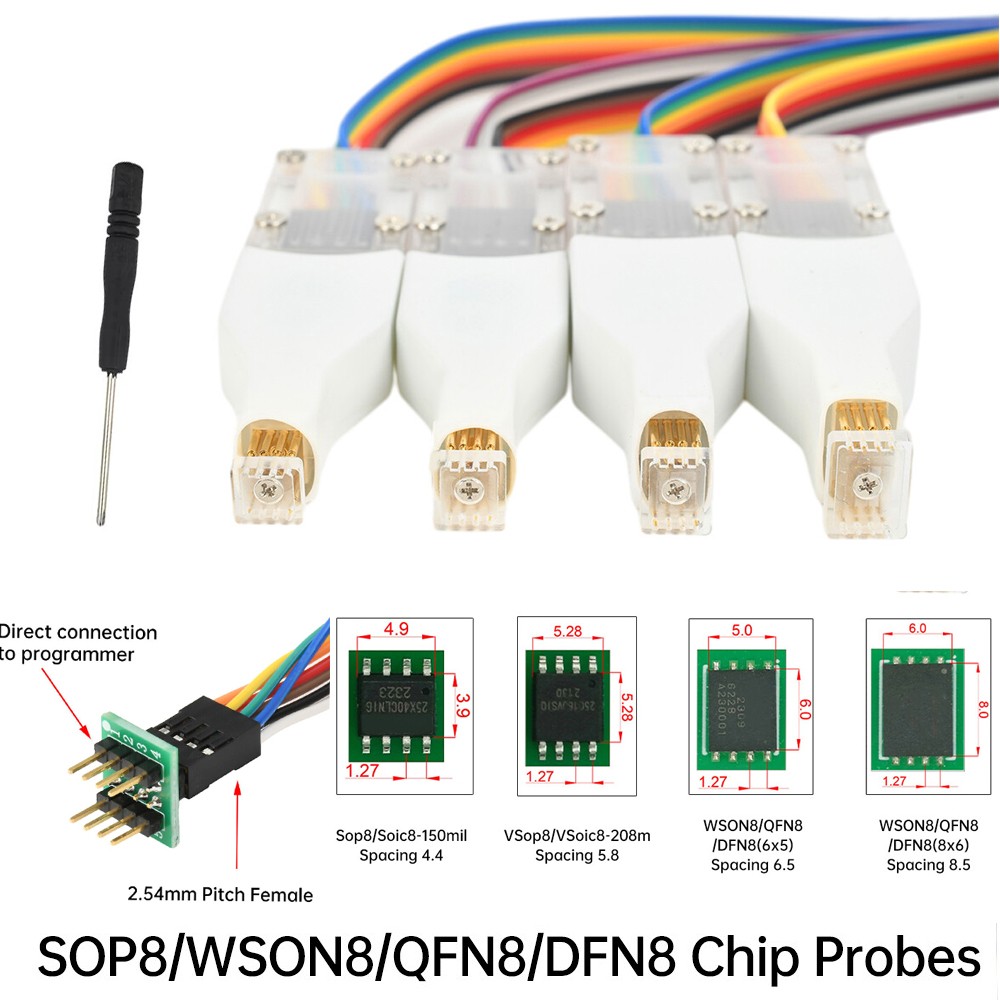 For Program SOP8/WSON8/QDFN8 SPI Adapter Clip Pin Flash on Chip Read＆Write Probe